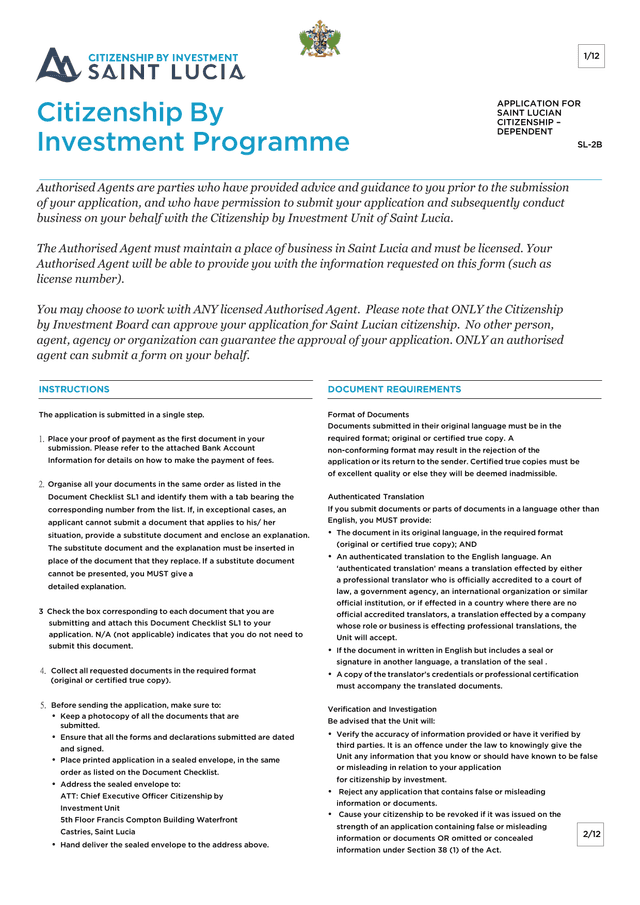 Citizenship By Investment Programme   Application For Saint Lucian Citizenship  Dependent screenshot