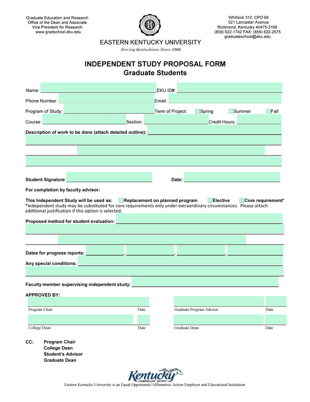 Independent Study Proposal Form screenshot