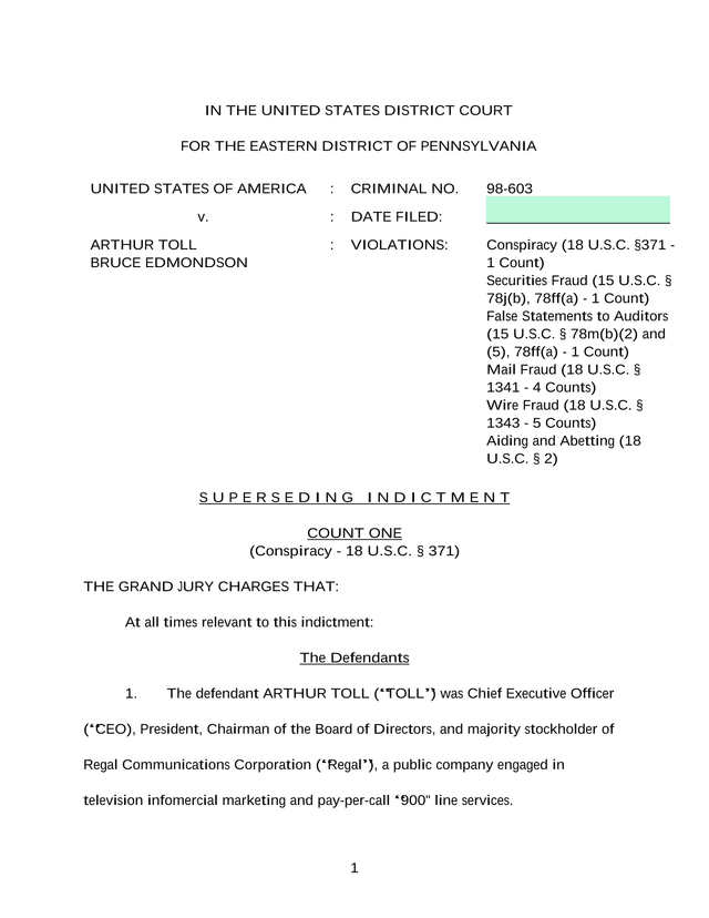 Superseding Indictment screenshot