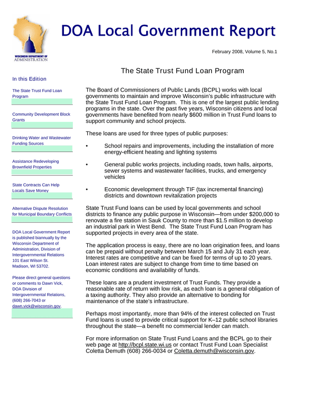 DOA Local Government Report screenshot