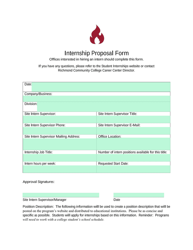 Internship Proposal Form screenshot