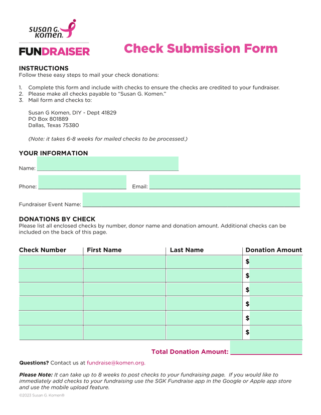 Check Submission Form screenshot
