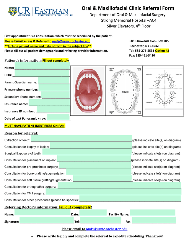 Oral  Maxillofacial Clinic Referral Form screenshot
