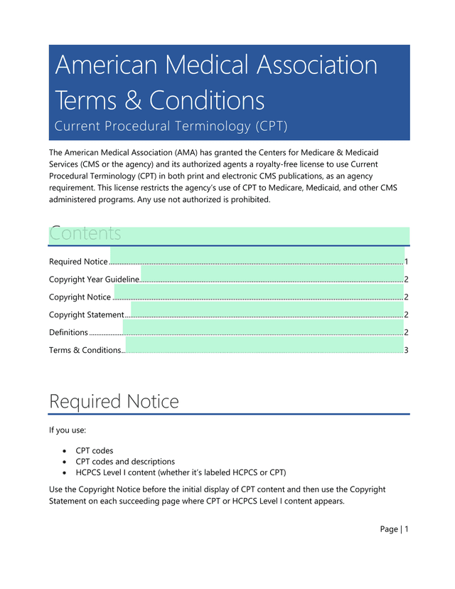 American Medical Association Terms  Conditions screenshot