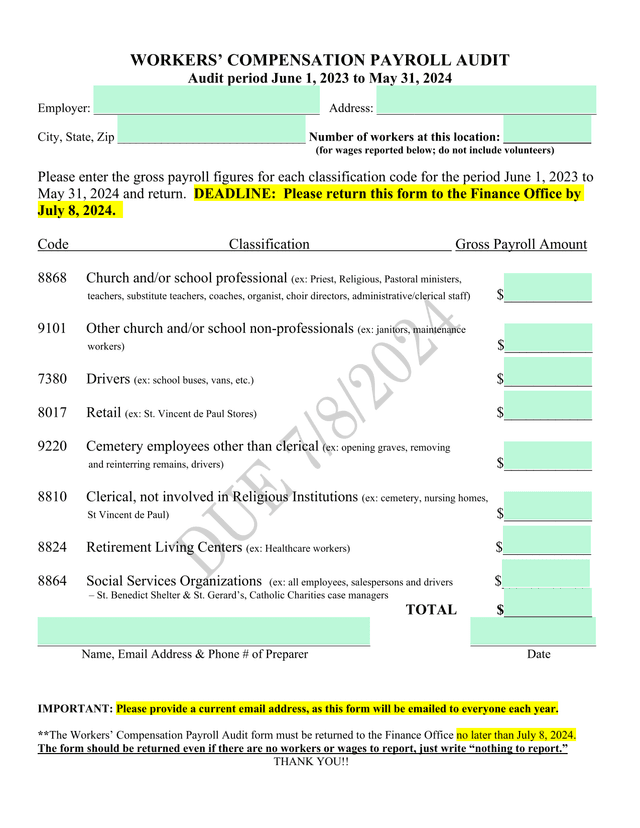 Workers Compensation Payroll Audit screenshot