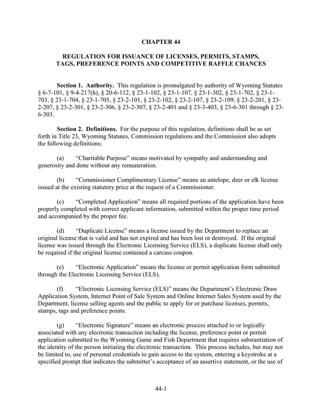 Regulation For Issuance Of Licenses, Permits, Stamps, Tags, Preference Points And Competitive Raffle screenshot