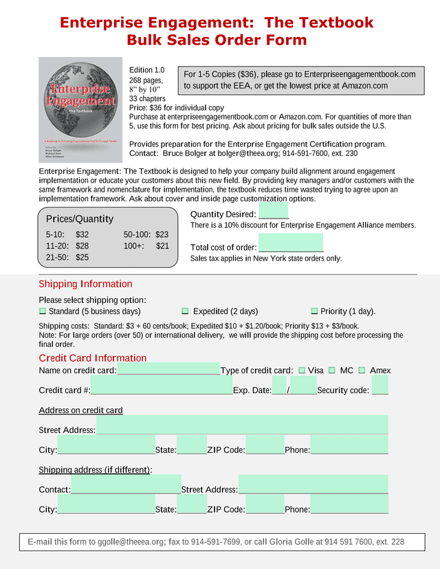 Enterprise Engagement The Textbook Bulk Sales Order Form screenshot