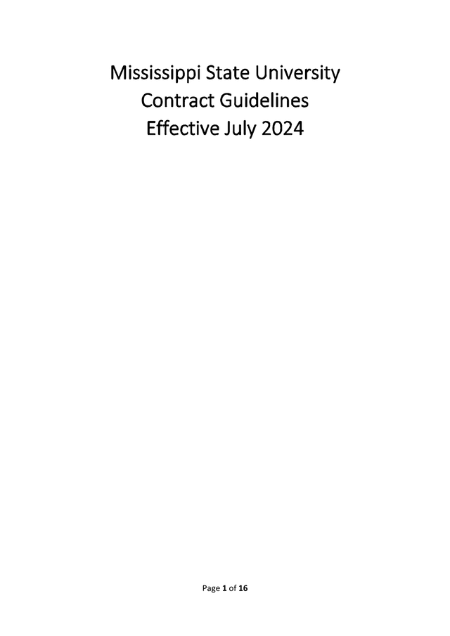 Mississippi State University Contract Guidelines screenshot