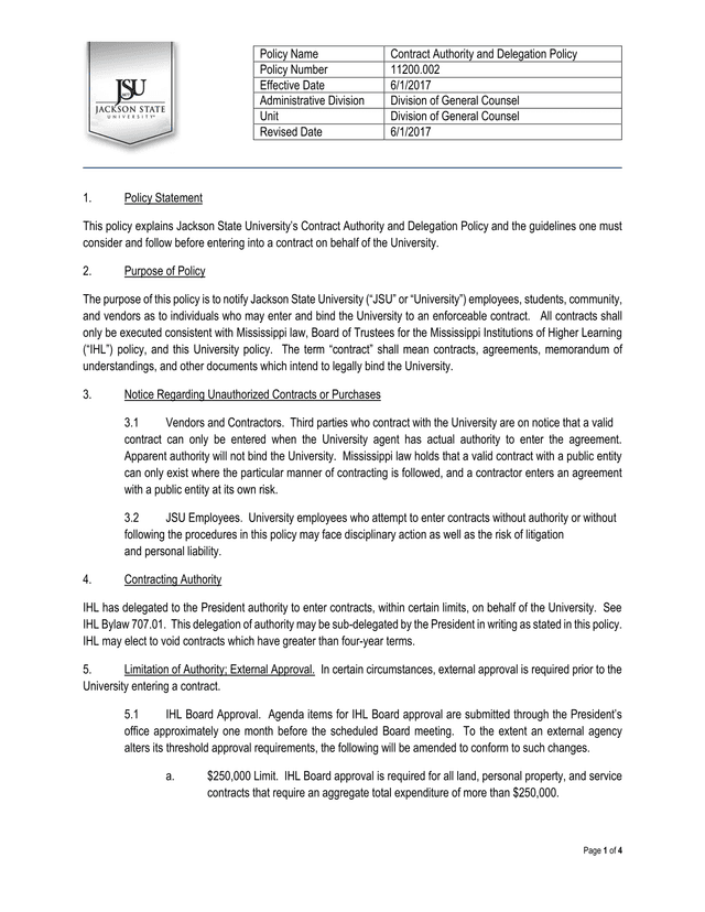 Contract Authority And Delegation Policy screenshot