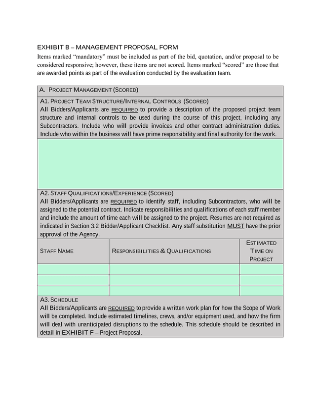 EXHIBIT B  MANAGEMENT PROPOSAL FORM screenshot