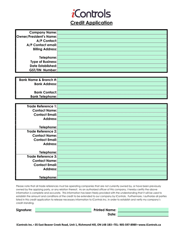 Credit Application screenshot