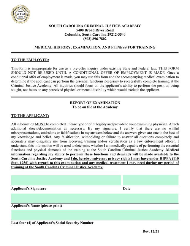 Medical History, Examination, And Fitness For Training screenshot