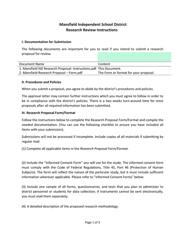 Mansfield Independent School District Research Review Instructions screenshot