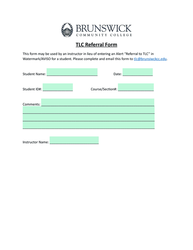 TLC Referral Form screenshot