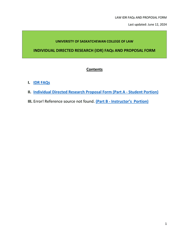 LAW IDR FAQs AND PROPOSAL FORM screenshot