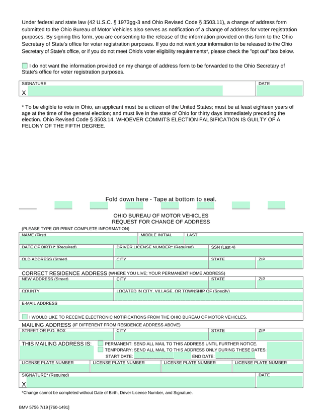 Request For Change Of Address screenshot