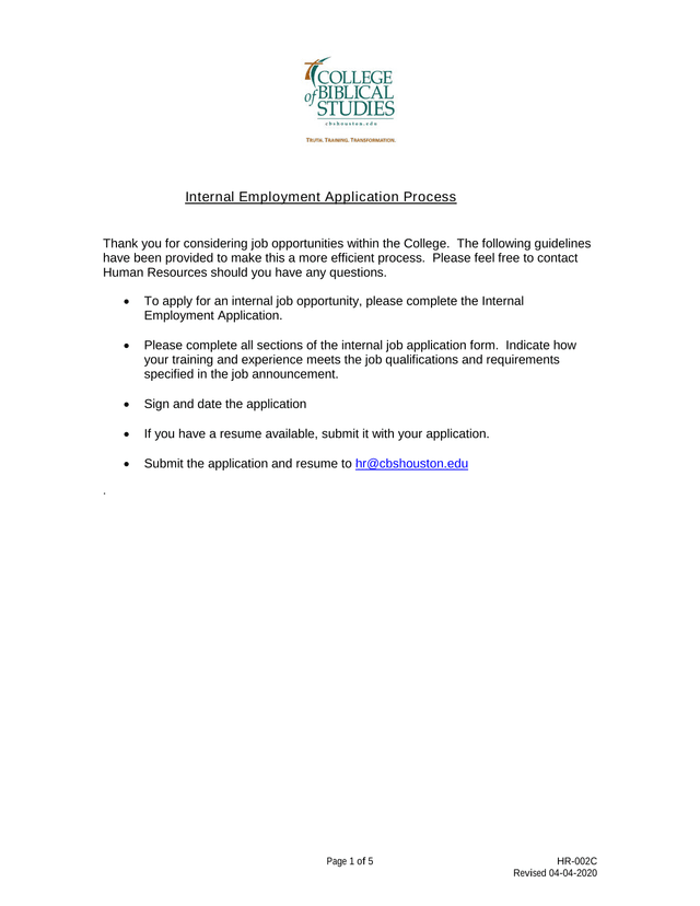 Internal Job Application screenshot