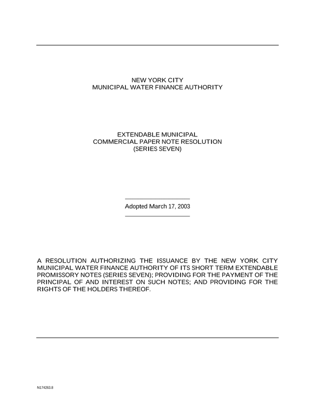 Extendable Municipal Commercial Paper Note Resolution (Series Seven) screenshot