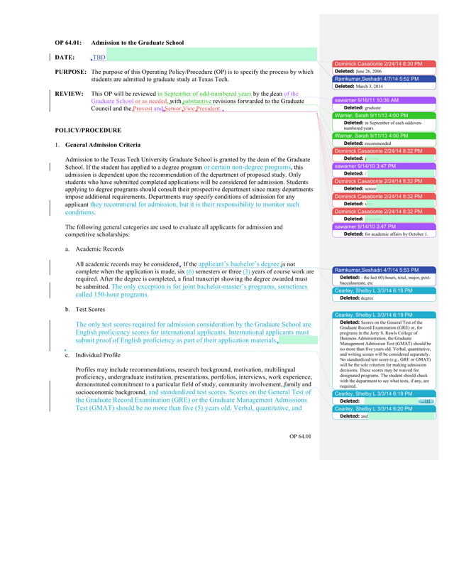 OP 64.01 Admission To The Graduate School screenshot
