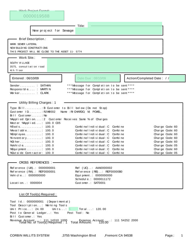 Work Project Form 0000019588 screenshot
