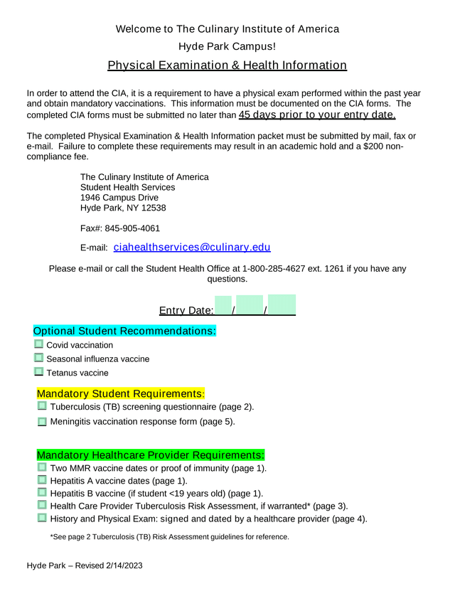 Physical Examination  Health Information screenshot