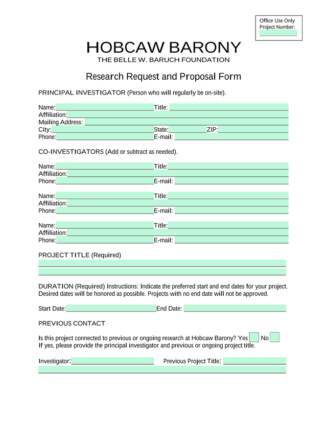 Research Request And Proposal Form screenshot