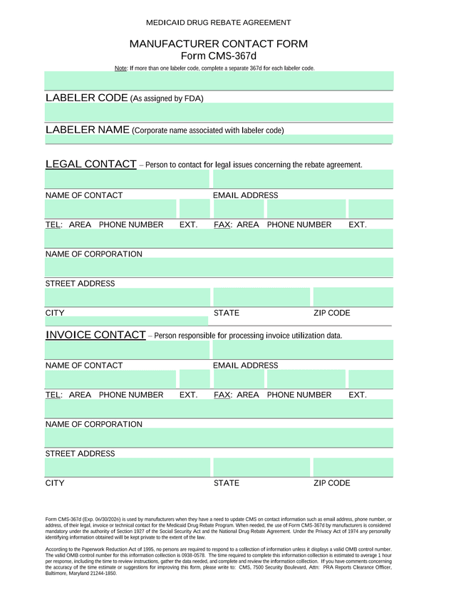 Form CMS 367d screenshot