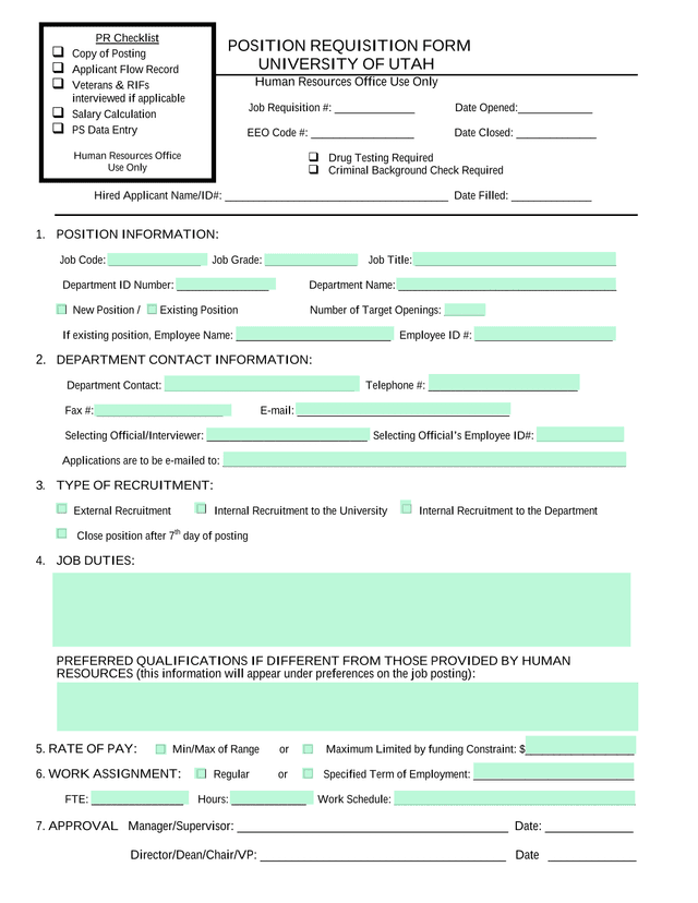 Position Requisition Form screenshot