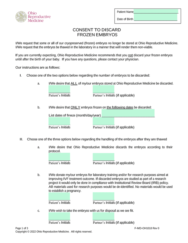 Consent To Discard Frozen Embryos screenshot