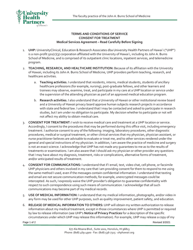 Terms And Conditions Of Service   Consent For Treatment screenshot