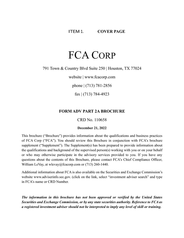 Form ADV Part 2A Brochure screenshot