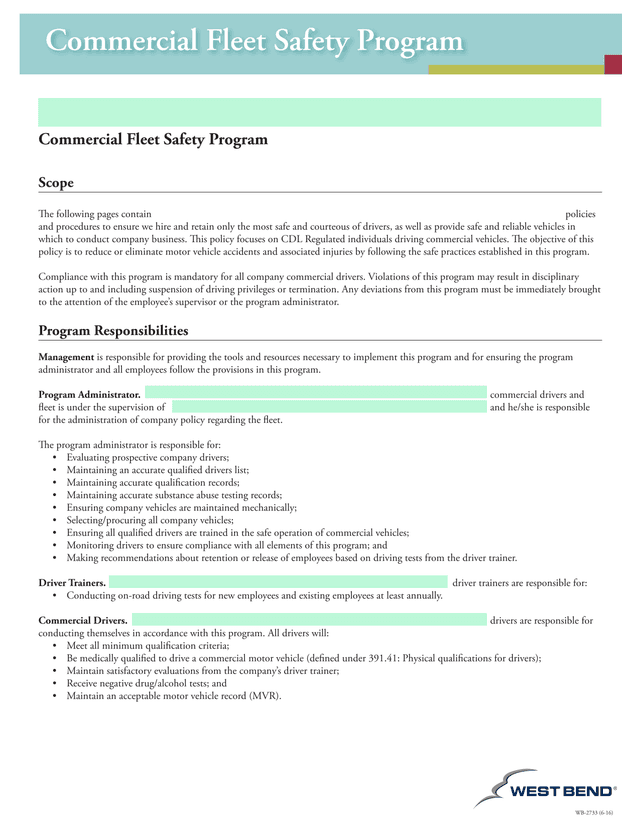 Commercial Fleet Safety Program screenshot