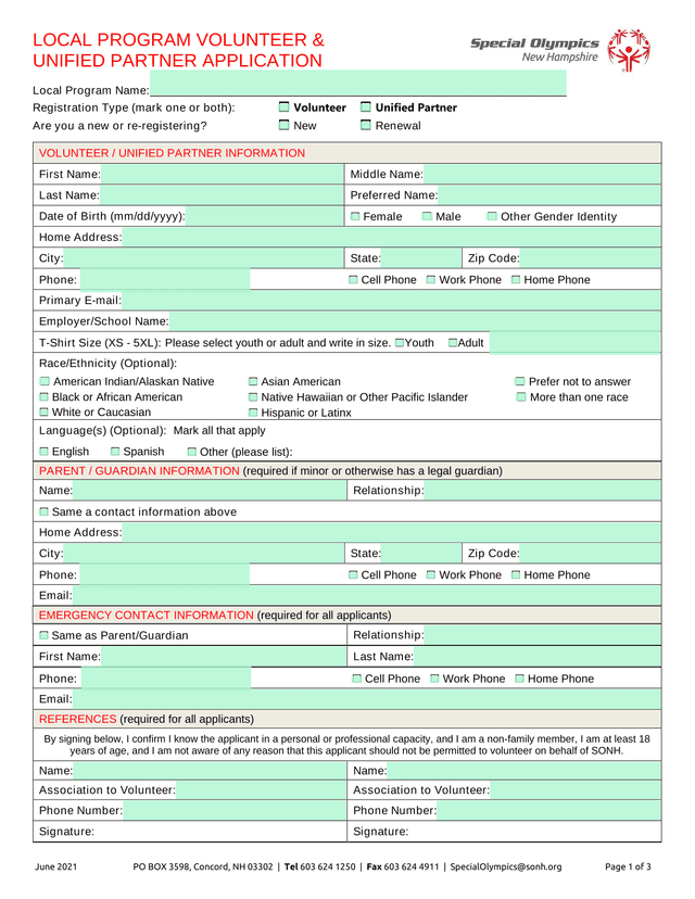 LOCAL PROGRAM VOLUNTEER  UNIFIED PARTNER APPLICATION screenshot