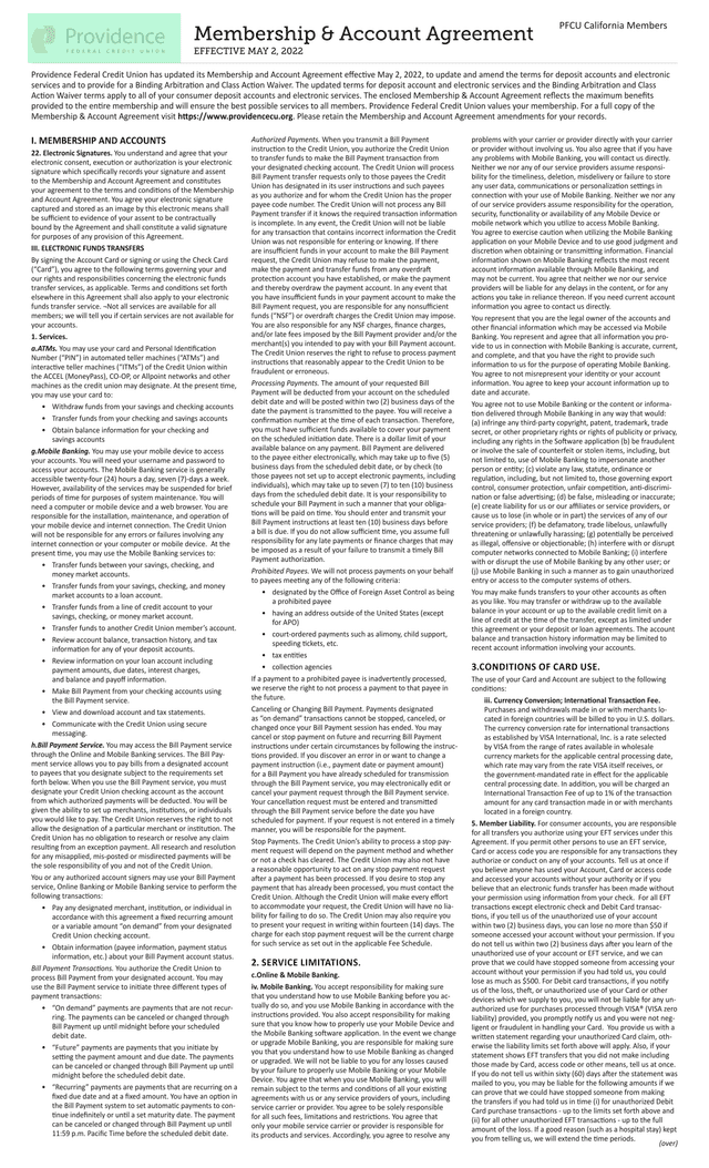 Membership And Account Agreement screenshot