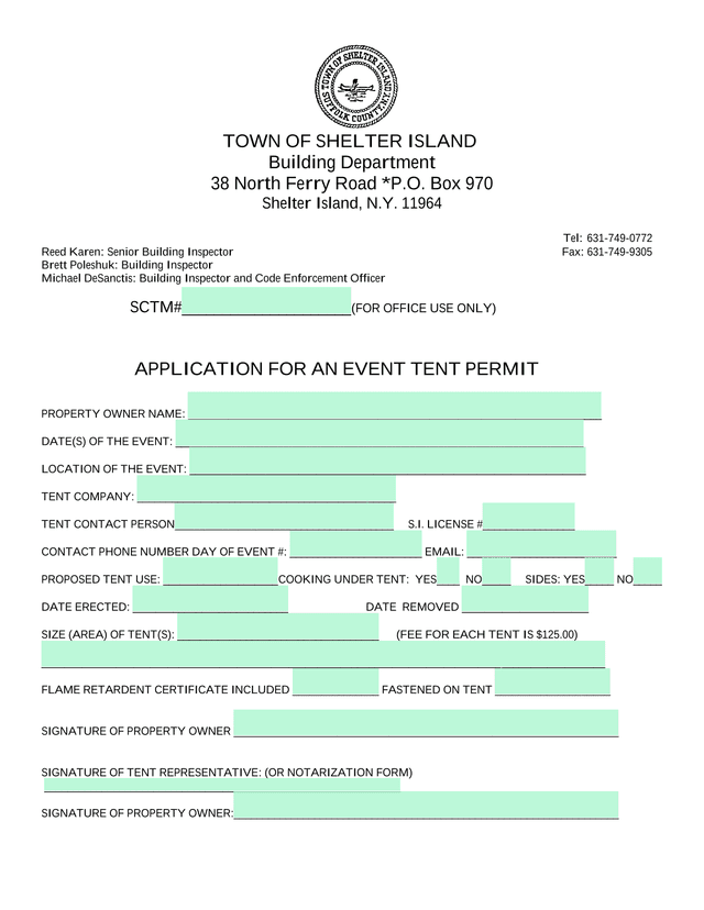 Application For An Event Tent Permit screenshot