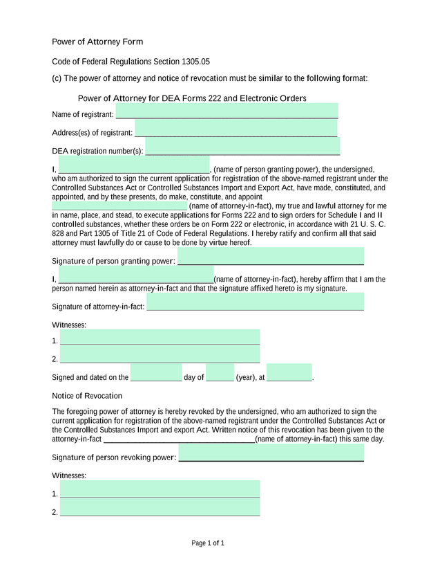 Power Of Attorney Form screenshot