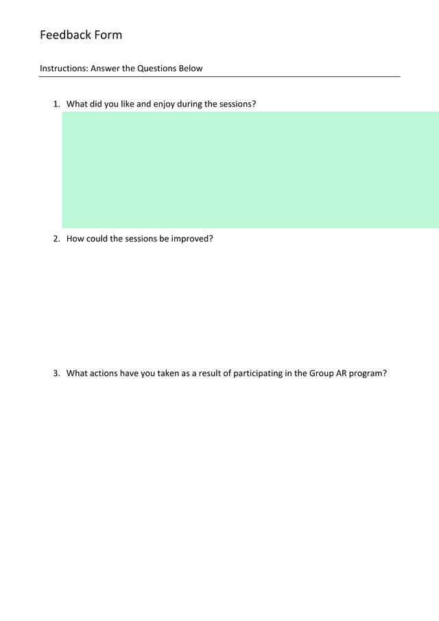 Feedback Form screenshot