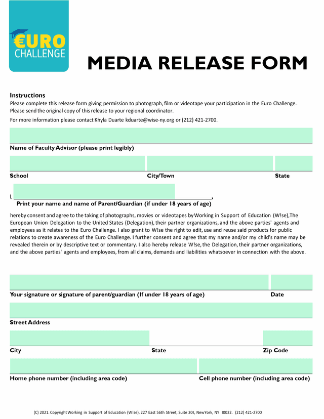 MEDIA RELEASE FORM screenshot