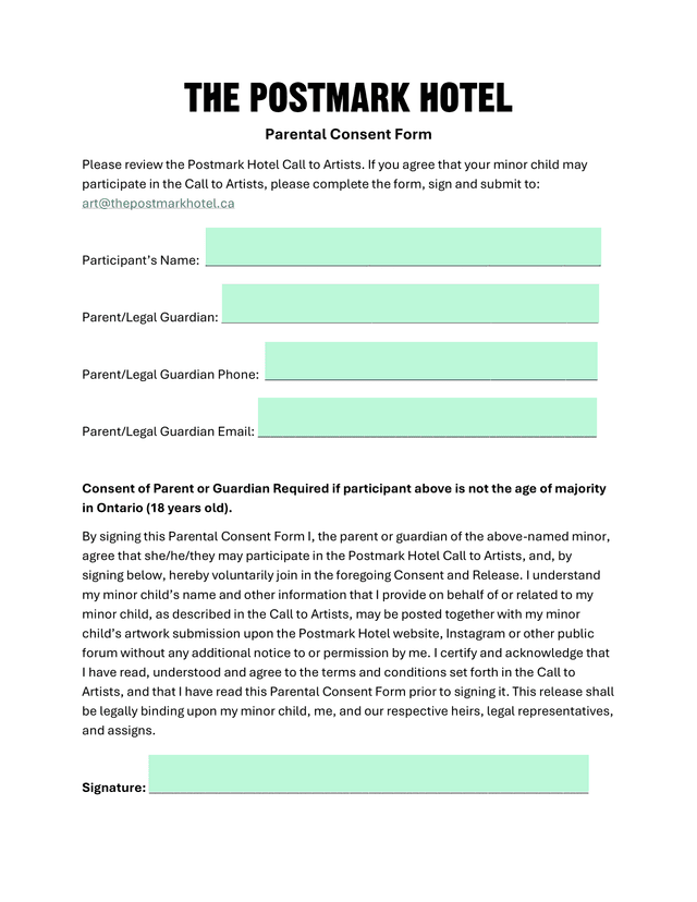 Parental Consent Form screenshot