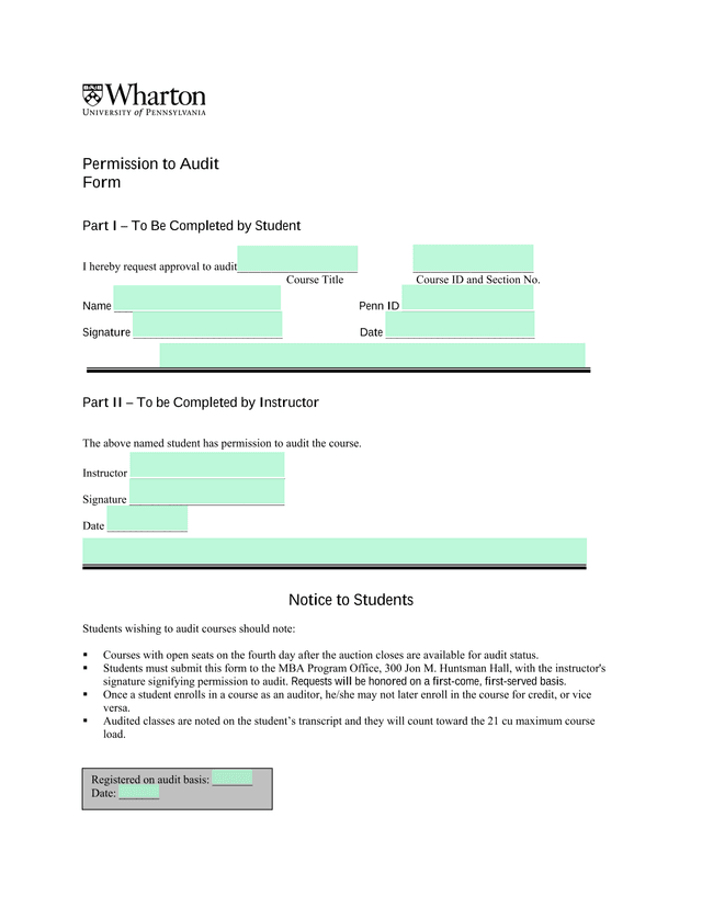 Permission To Audit Form screenshot