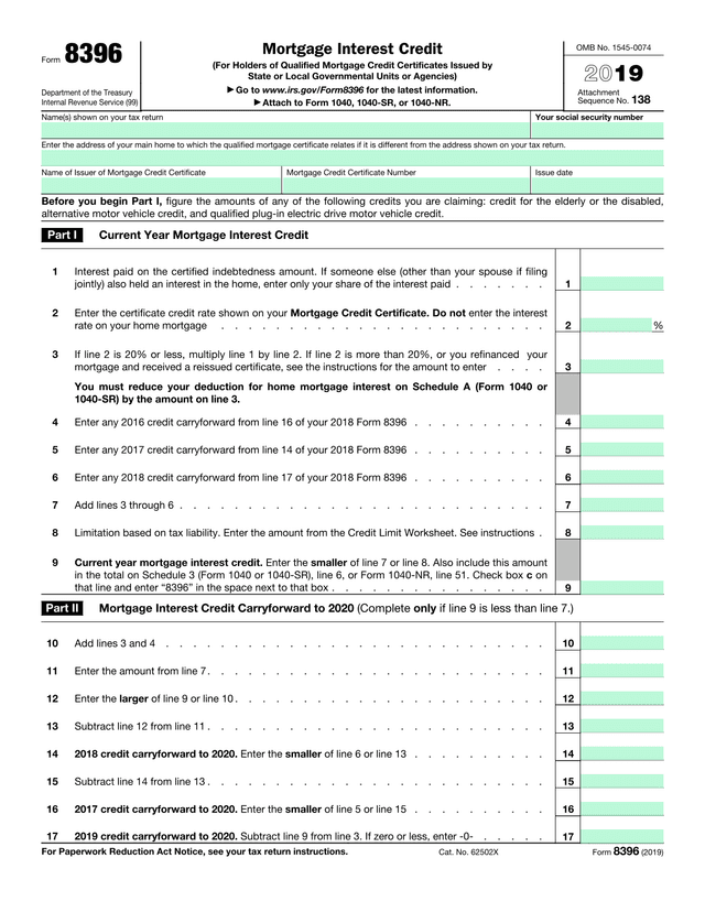 Form 8396 screenshot