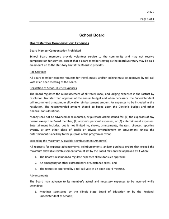 Board Member Compensation Expenses screenshot