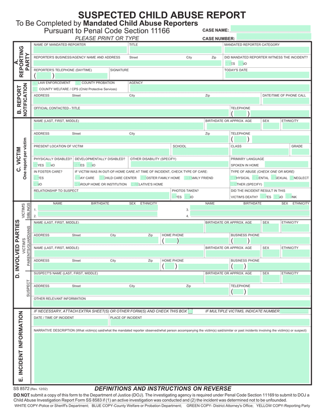 Suspected Child Abuse Report screenshot
