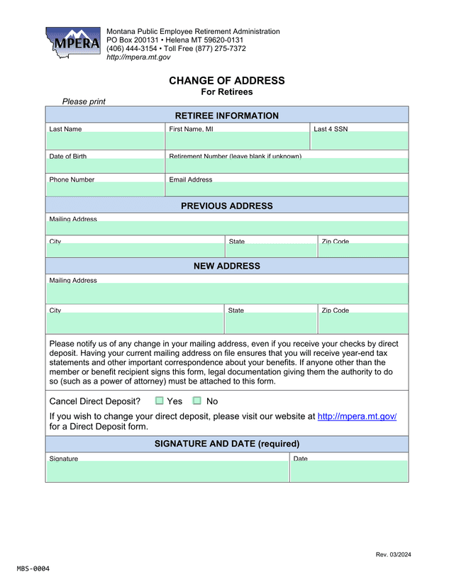 Change Of Address For Retirees screenshot