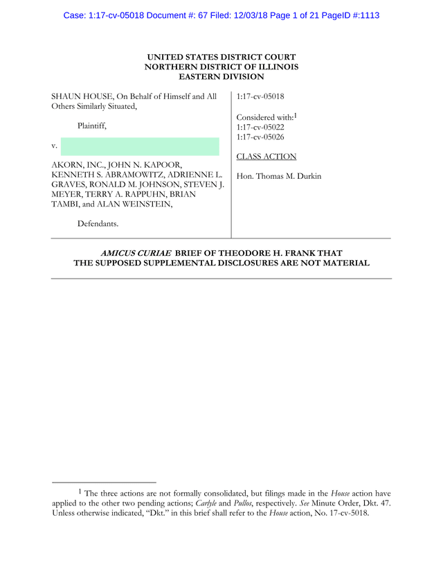 Amicus Curiae Brief   House V. Akorn, Inc. screenshot