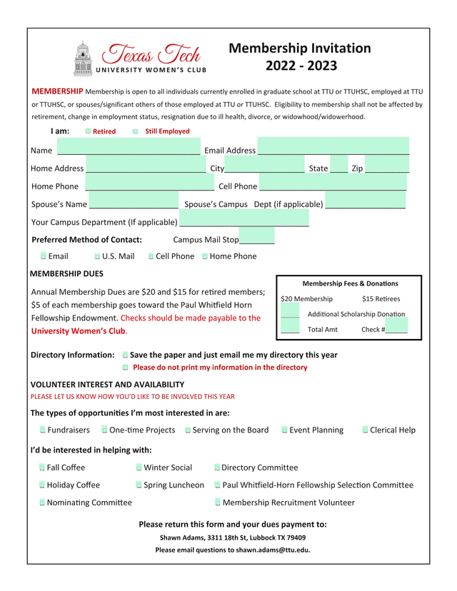 Membership Application Form screenshot