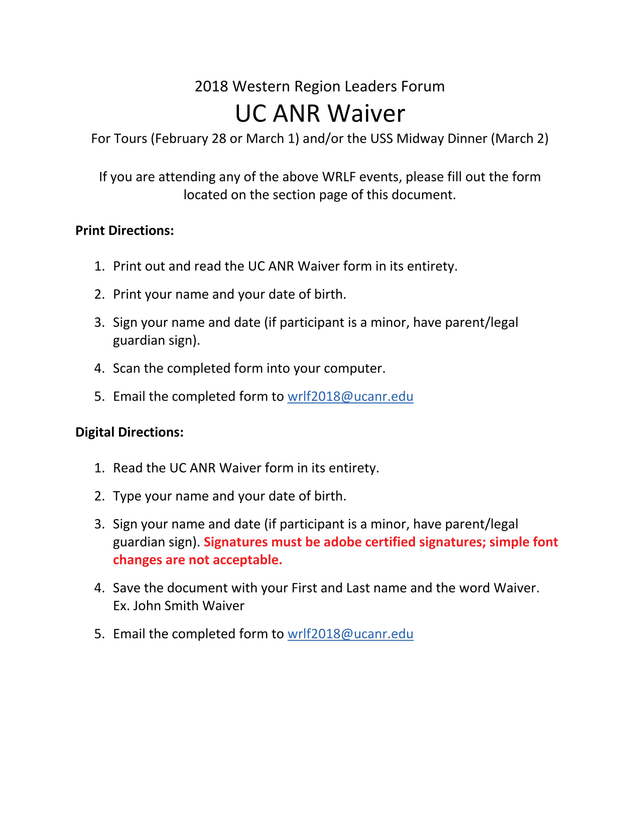 UC ANR Waiver screenshot