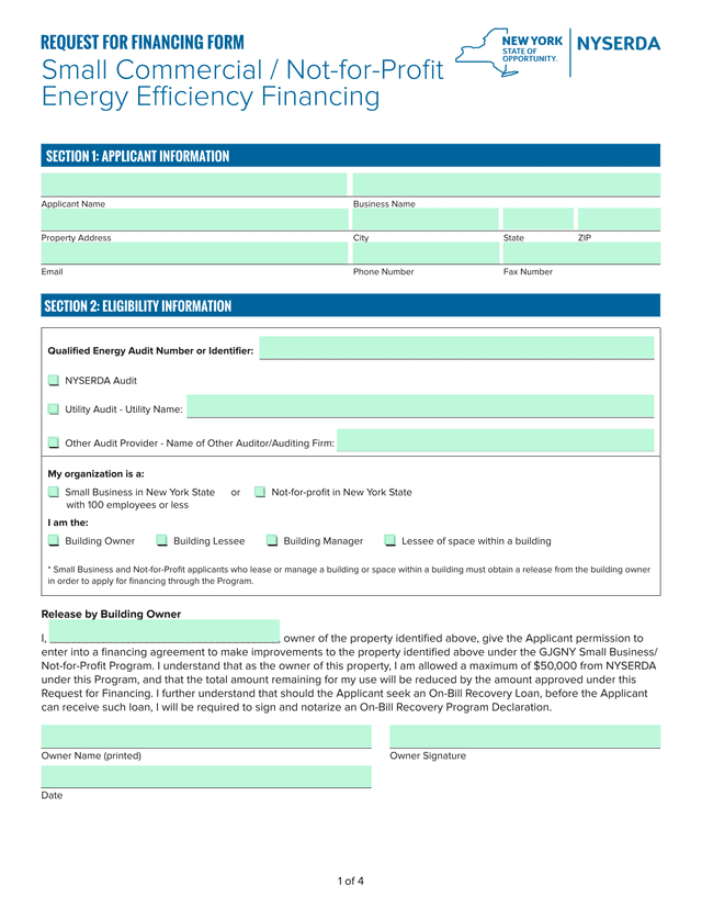 Small Commercial  Not For Profit Energy Efficiency Financing screenshot