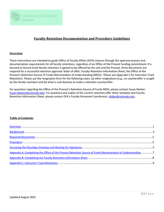 Faculty Retention Documentation And Procedure Guidelines screenshot