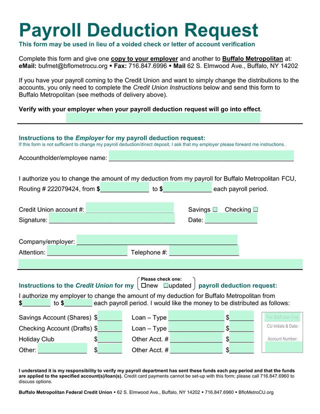 Payroll Deduction Request screenshot